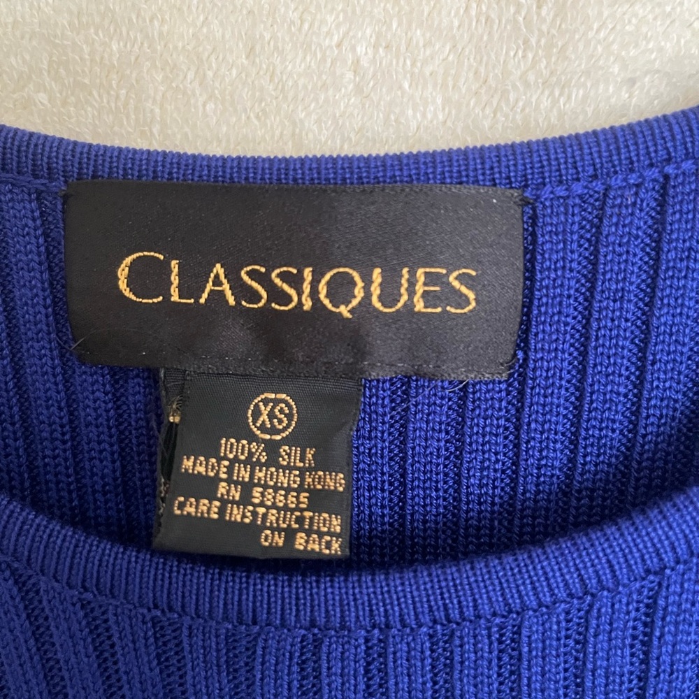Nordstrom Classiques Blue Ribbed Knit Top - Picture 2 of 4